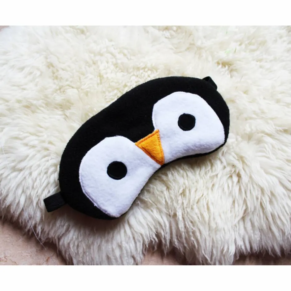 Best DieSchnukkis Schlafmaske, Schlafbrille Pinguin aus Fleece antipilling Augenbinde Reisemaske Augenmaske Kinder Frauen Männer tierisch