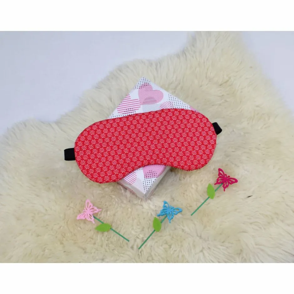 DieSchnukkis Schlafmaske, Schlafbrille rote Blümchen Reise-Zubehör Reise-Accessoire Spa-maske Augenbinde