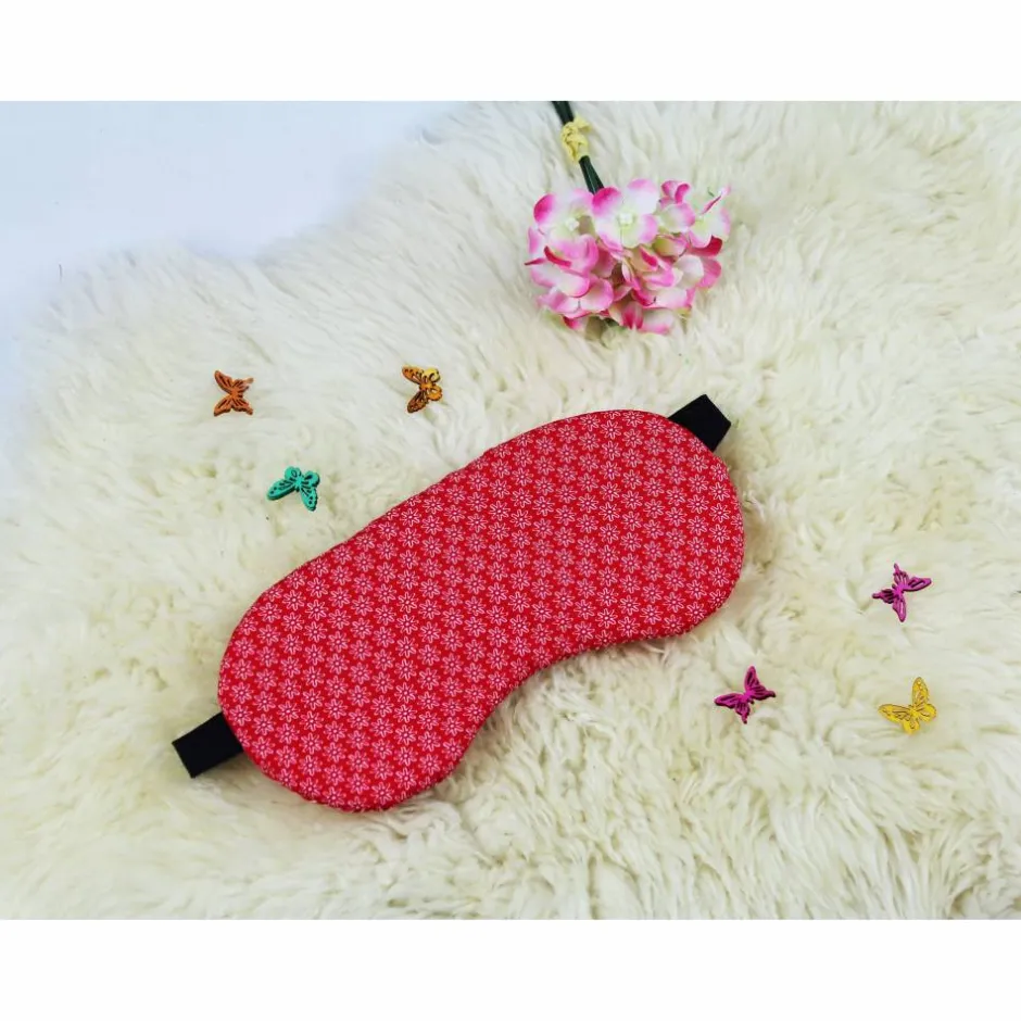 DieSchnukkis Schlafmaske, Schlafbrille rote Blümchen Reise-Zubehör Reise-Accessoire Spa-maske Augenbinde