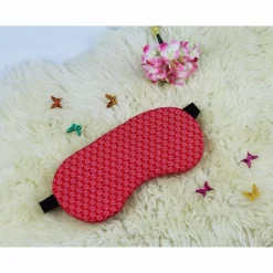 DieSchnukkis Schlafmaske, Schlafbrille rote Blümchen Reise-Zubehör Reise-Accessoire Spa-maske Augenbinde