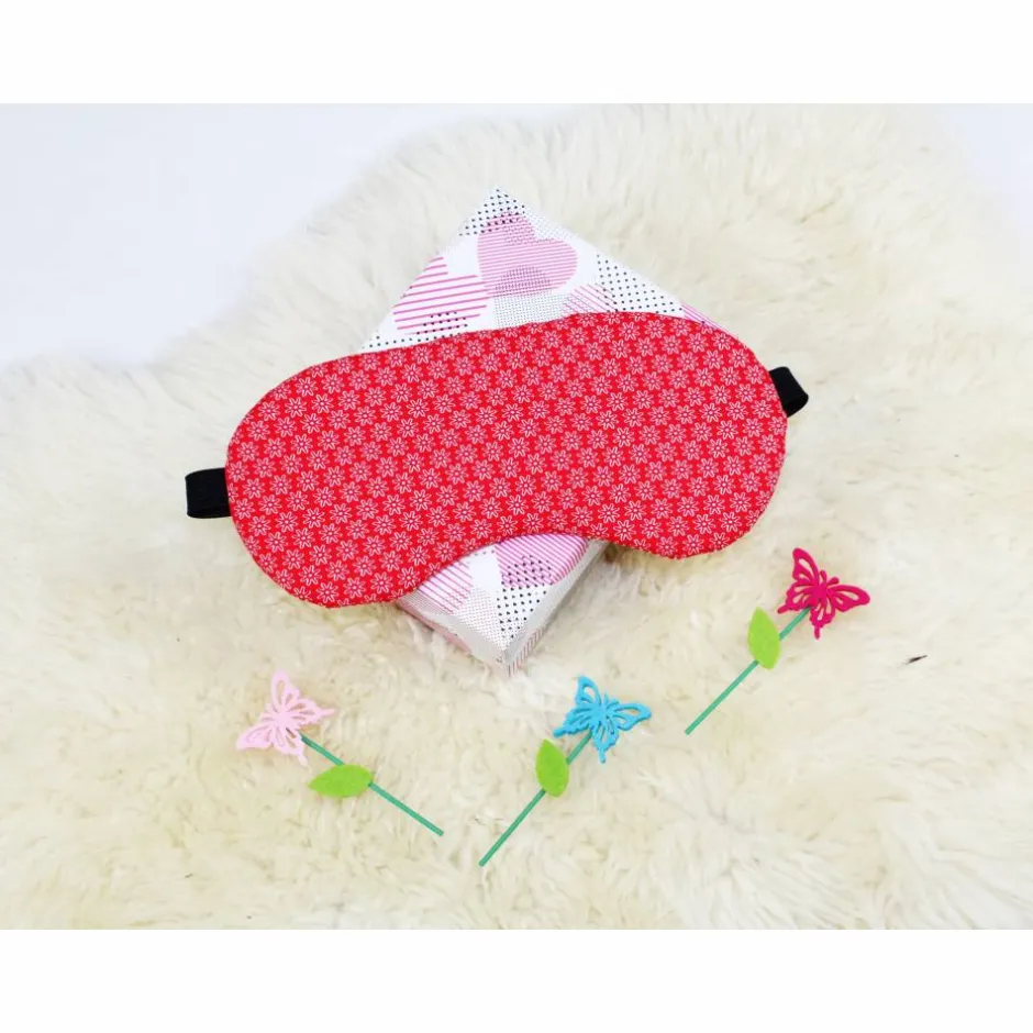 DieSchnukkis Schlafmaske, Schlafbrille rote Blümchen Reise-Zubehör Reise-Accessoire Spa-maske Augenbinde