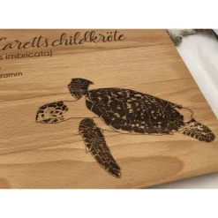 Discount Niepercoolen Schneidebrett, Servierbrett, Käsebrett aus Buchenholz: Meeresschildkröte, 100% FSC, personalisierbar, Geburtstag
