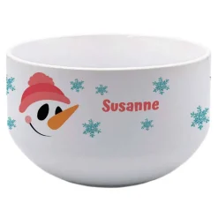 Best geschenke364 Schüssel mit Name  | Schneemann und Schneeflocken | Müslischale Suppenschüssel