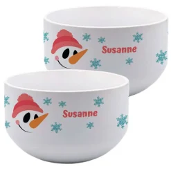 Best geschenke364 Schüssel mit Name  | Schneemann und Schneeflocken | Müslischale Suppenschüssel