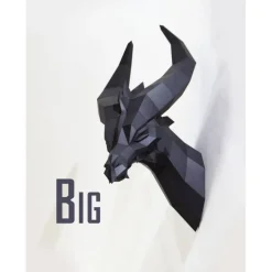 Paperwolf Schwarzer Drache BIG - PREMIUM Bastelbogen, Papiertier Trophäe Polygon Look Papierskulptur