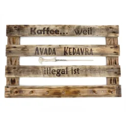Wandregale^green4upcycle Tassenhänger aus Palettenholz, für Harry Potter Fans, mit Zauberstab upcycle, Rustikal, Unikat, Kaffeebar