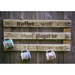 Wandregale^green4upcycle Tassenhänger aus Palettenholz, Kaffee... weil ... für Kaffeebar, Küche, Upcycling, Handgemacht