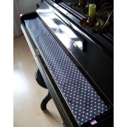 artistalista Tastenläufer für Klavier Keyboard Star dunkelgrau weiß Längenwahl x Breite 15,5 cm Tastaturabdeckung Klavierabdeckung Tastatur Klaviatur