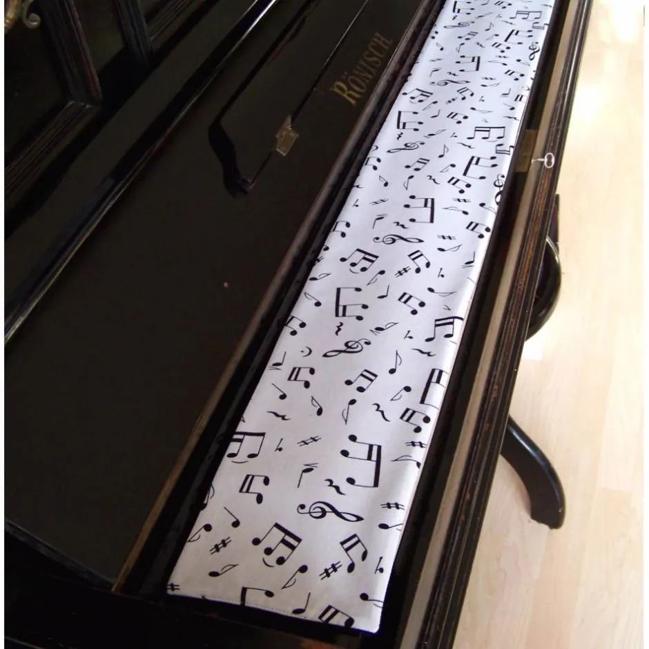artistalista Tastenläufer für Klavier Keyboard Piano Musik weiß schwarz Längenwahl x Breite 15,5 cm Tastaturabdeckung Klavierabdeckung Tastatur Klaviatur