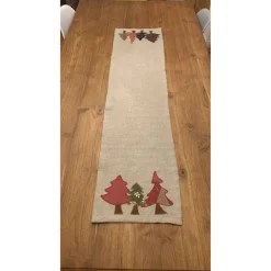 Clearance Wunderkinder Tischläufer, Tischdecke, WEIHNACHTEN mit fröhlich-bunten Applikationen Tannenbaum, Nikolaus, 36x140, versandfertig