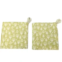 Topflappen^Afrosteff Topflappen 2er Set grün mit Bäume