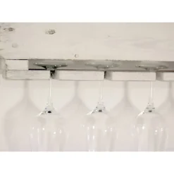 Wandregale^Timbert Vintage WEINREGAL in Shabby Chic Weiß  aus recycelten EURO-PALETTEN Palettenmöbel Wand Regal für Weinflaschen mit Glaseinhängung Holzregal