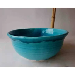 Waschbecken & Badewannen^Atelier Schoening Waschbecken /Türkis mit Druckmuster am Boden  Ø 31 cm Höhe 13 cm