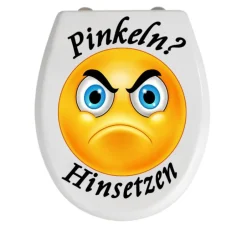 Clearance Werra - Print WC-Toiletten Aufkleber Emotion Pinkeln ?-Sticker-Tür-Fun-Bad-Toilette-Cartoon Aufkleber- Wunschtext-Personalisierbar