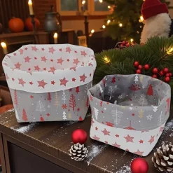Utensilos & Körbchen^Afrosteff Weihnachtliche Stoffkörbchen im 2er Set